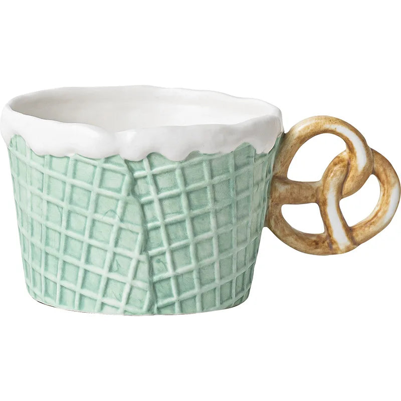 Creative Cookie Water Cup Cute Ceramic Mug Office Afternoon Tea Coffee Cup Home Breakfast Milk Cup Dessert Plate Drink Set