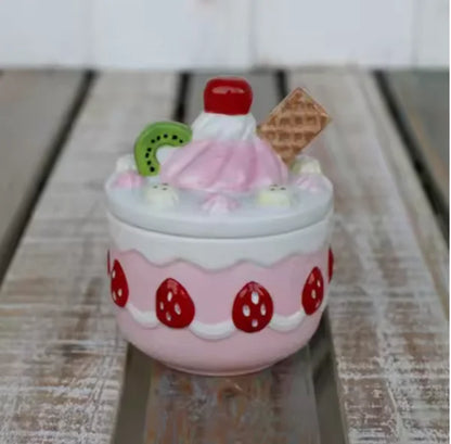 Creative Strawberry Cookies Ceramic Mug Cute Candy Salt Jar Chinese Wedding Tea Set Christmas Gift Home Decoration Accessories