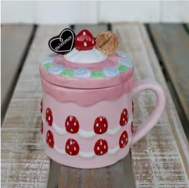 Creative Strawberry Cookies Ceramic Mug Cute Candy Salt Jar Chinese Wedding Tea Set Christmas Gift Home Decoration Accessories