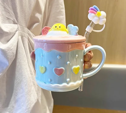 Creative Strawberry Cookies Ceramic Mug Cute Candy Salt Jar Chinese Wedding Tea Set Christmas Gift Home Decoration Accessories
