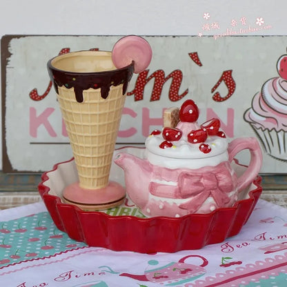Creative Strawberry Cookies Ceramic Mug Cute Candy Salt Jar Chinese Wedding Tea Set Christmas Gift Home Decoration Accessories